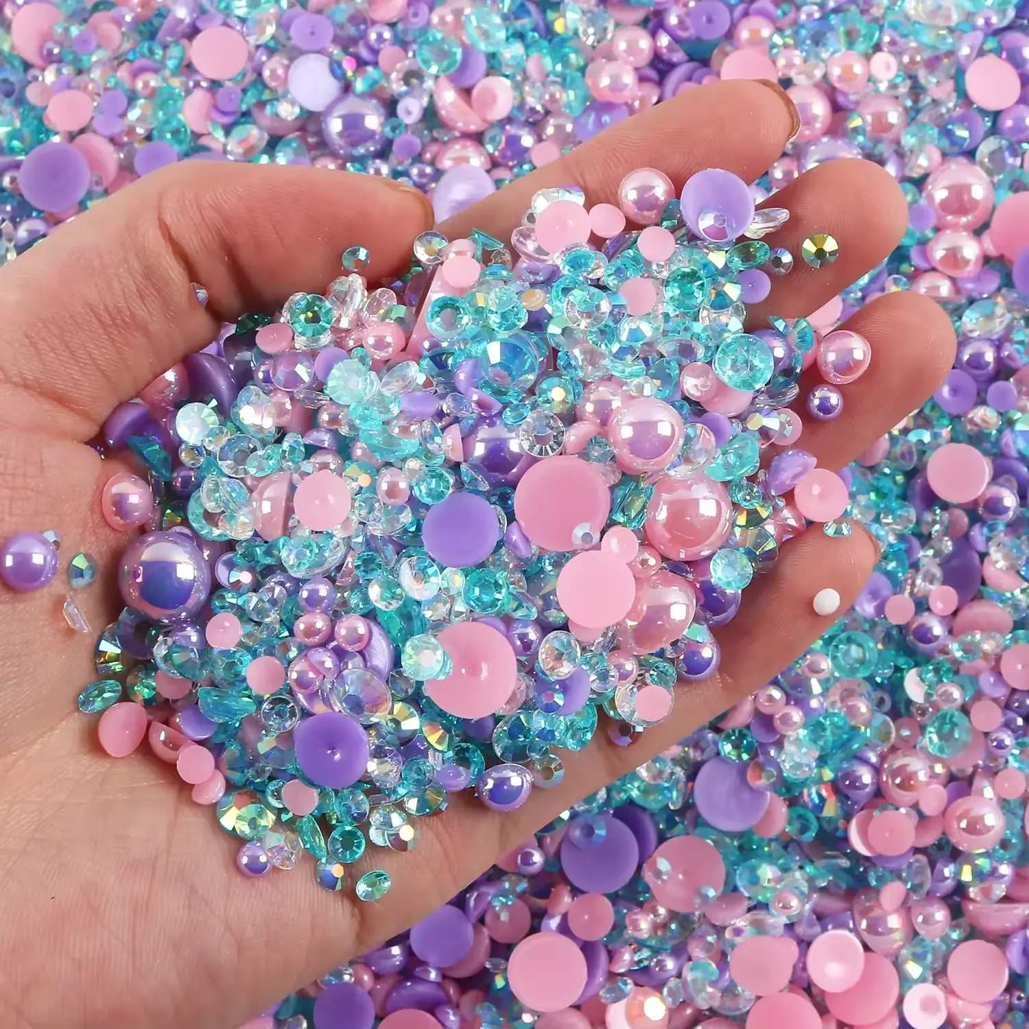 Flat Back Mix Resin Rhinestone and Pearl Beads For DIY Craft