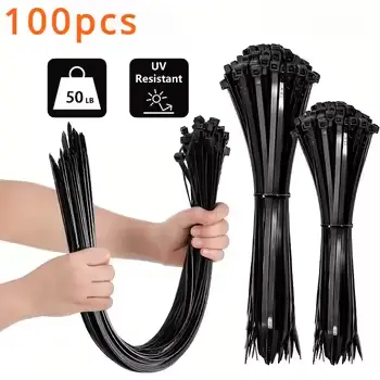 100pcs Black Cable Ties High Tensile Strength