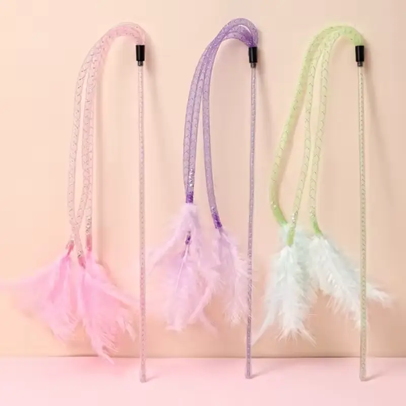 Cat Toy Self Hi Feather Toys for Cats Playing Stick Bite Res