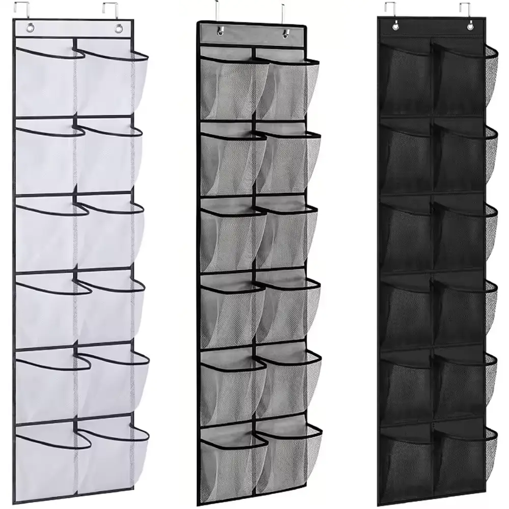 12 Pockets Over the Door Shoe Organizer Large Mesh Pockets W