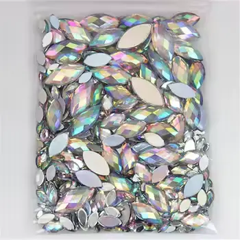 Multi Size Acrylic Rhies Horse Eye Crystal AB Flat Back 3D N