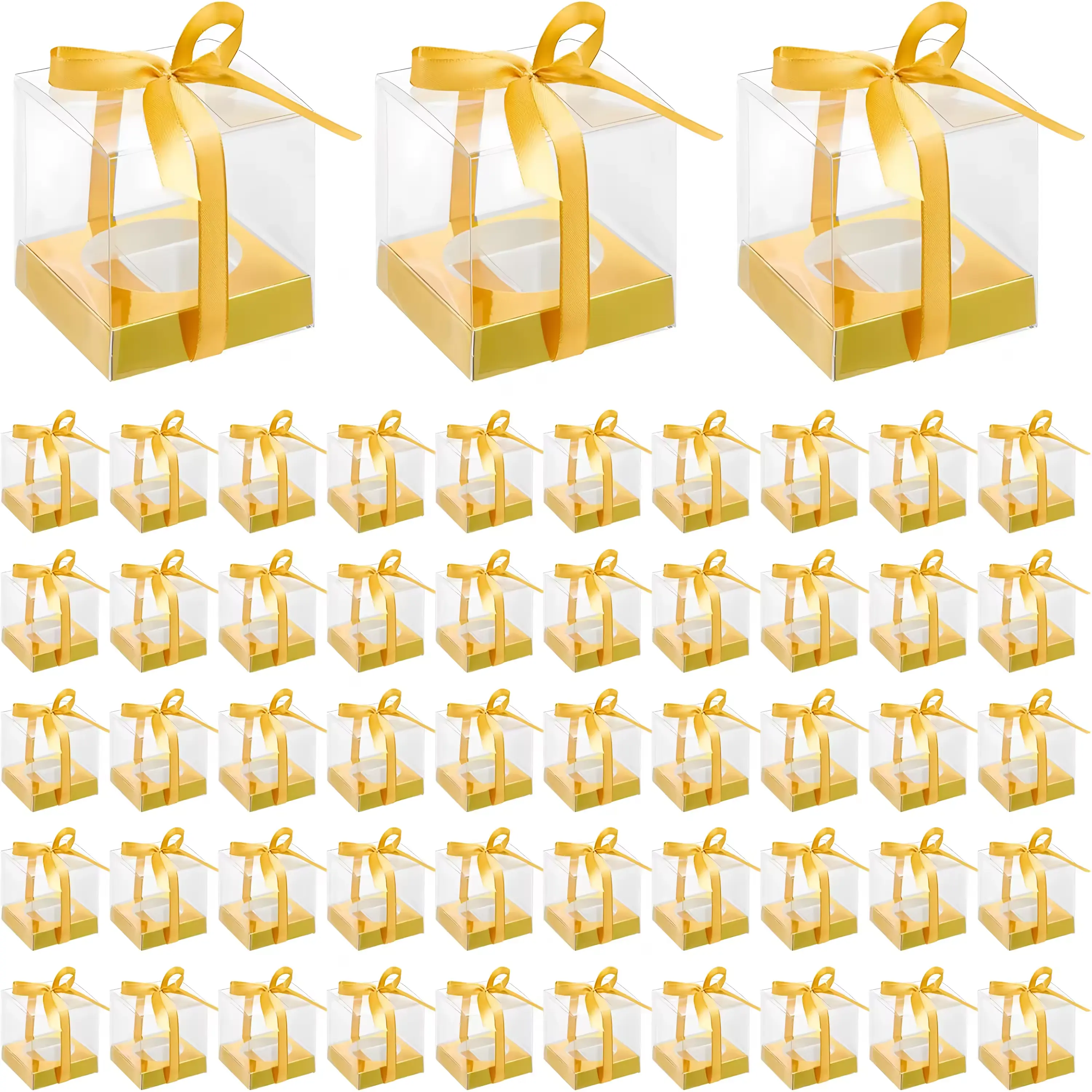 10/50 Clear Gift Boxes Individual 3.5 Inch Containers with I