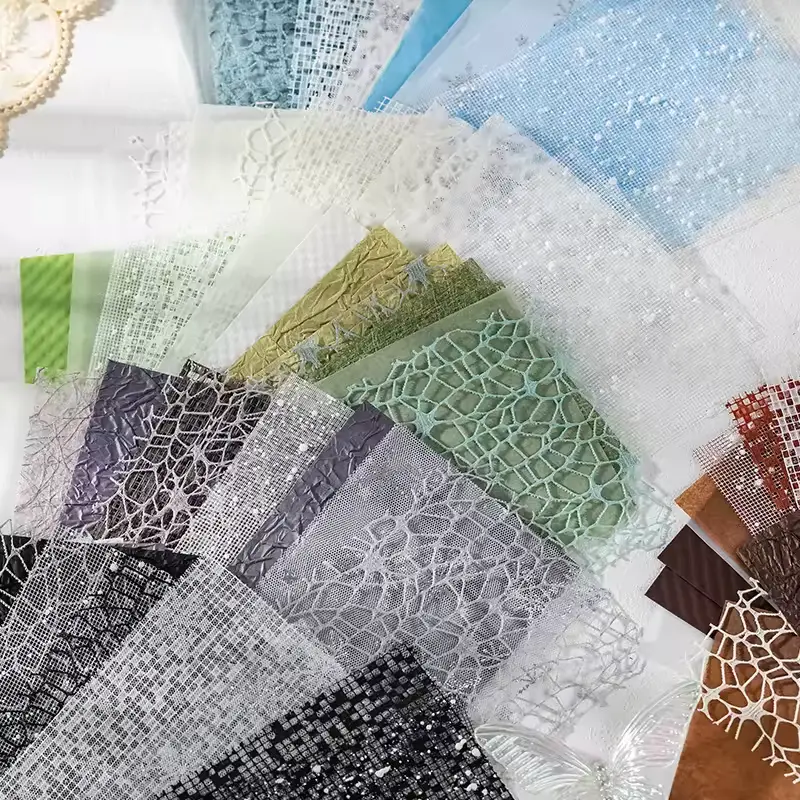 16Pcs Vintage Mixed Special Paper Gauze Scrapbooking Paper D