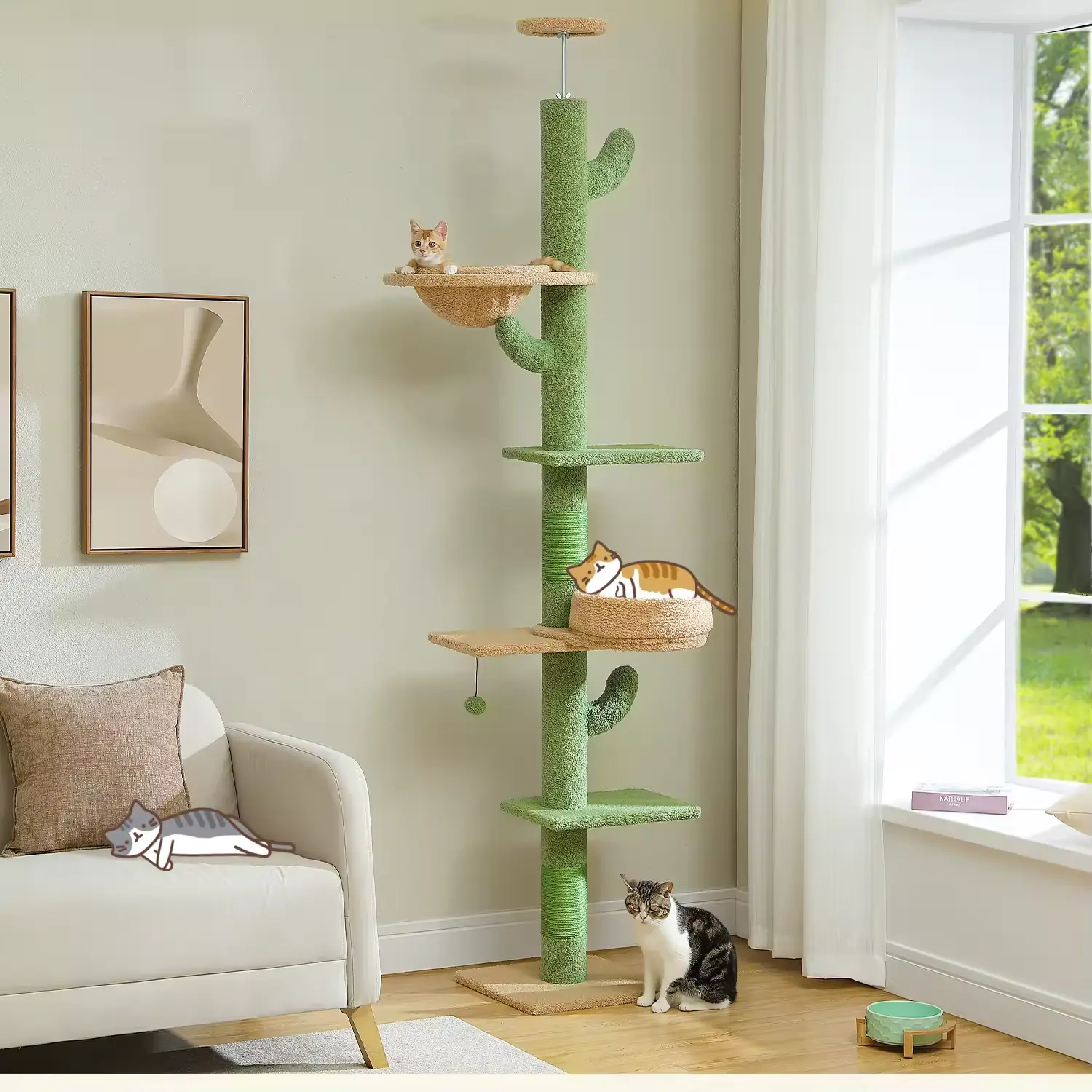 Floor-to-Ceiling Adjustable Cat Tower