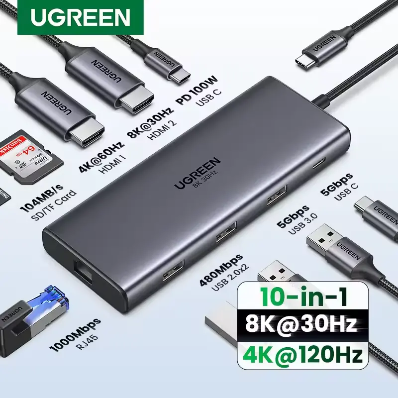 UGREEN 10-in-1 Dual HDMI USB-C Docking Station