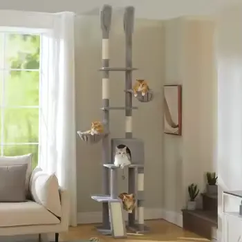 Floor to Ceiling Cat Tree with Sisal Scratching Posts Cozy C