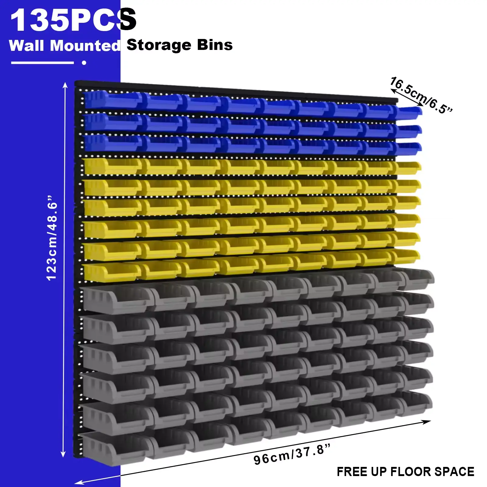 45/90/135pcs Wall-Mounted Tool Organizer System with Storage
