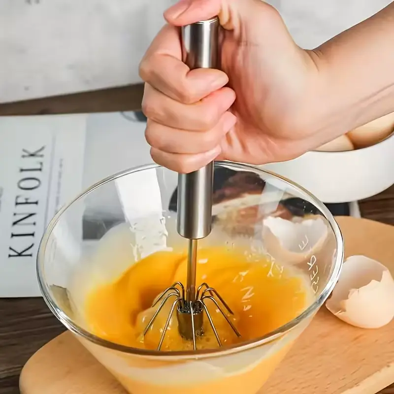 Stainless Steel Egg Beater Durable Semi-Automatic Mixer for