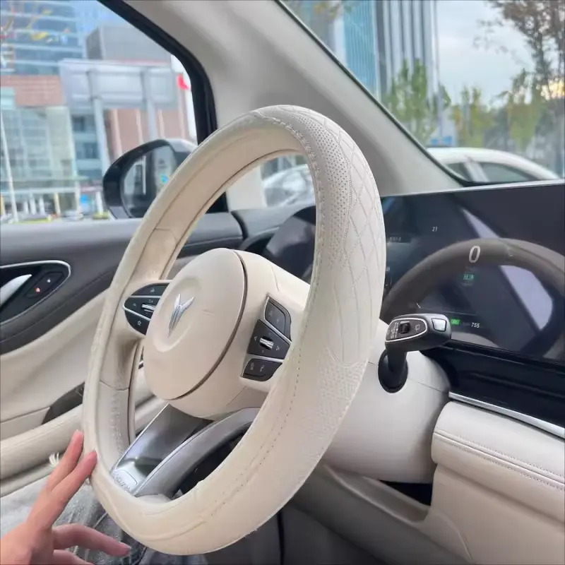Napa Leather Perforated Patchwork Car Steering Wheel Cover