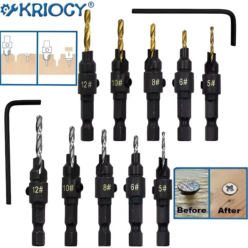 5-Piece Countersink Pilot Hole Drill Bit Set