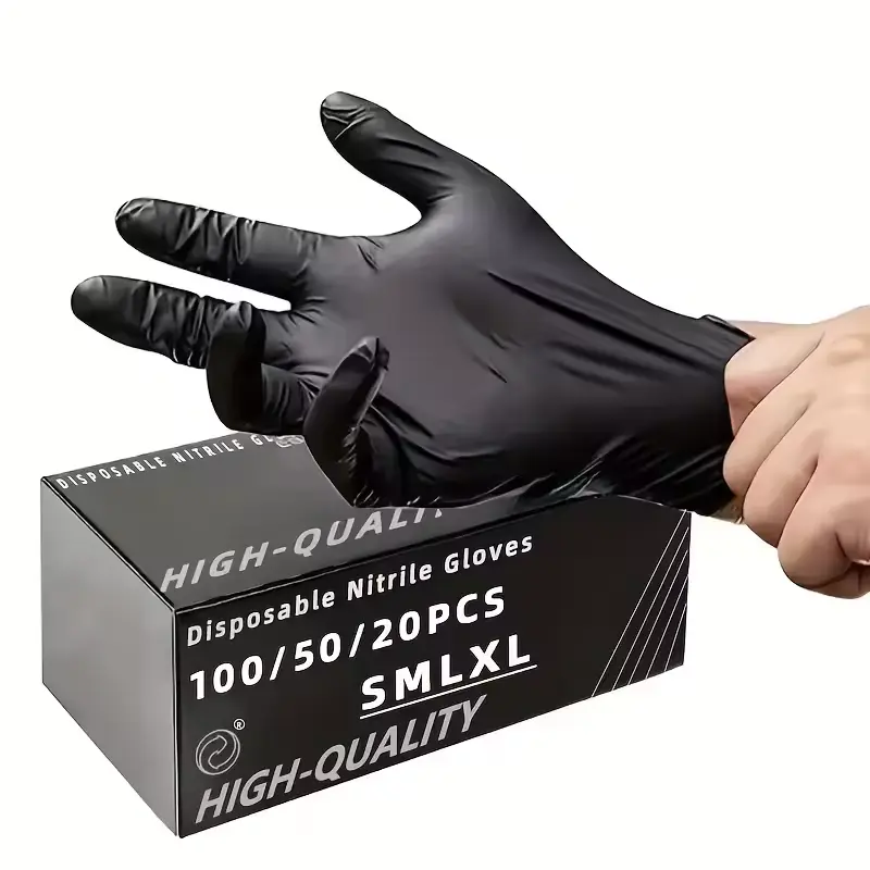 100/50/20PCS Black Nitrile Gloves Thickened Disposable Glove
