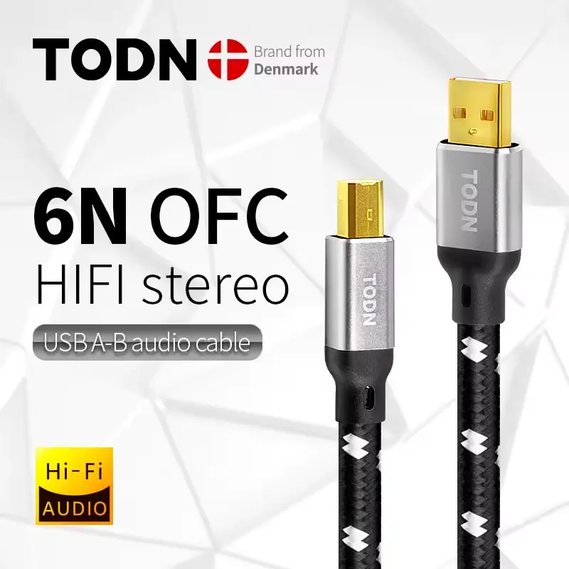 TODN 6N OFC Silver HiFi USB Cable