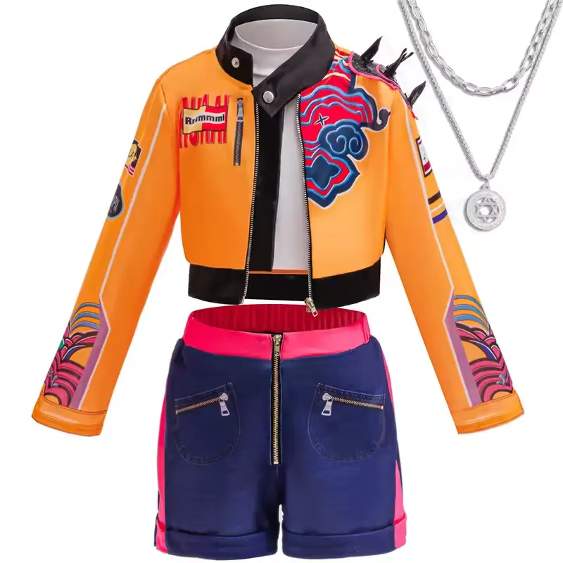 New Halloween costume girl street dance set embroidered top+