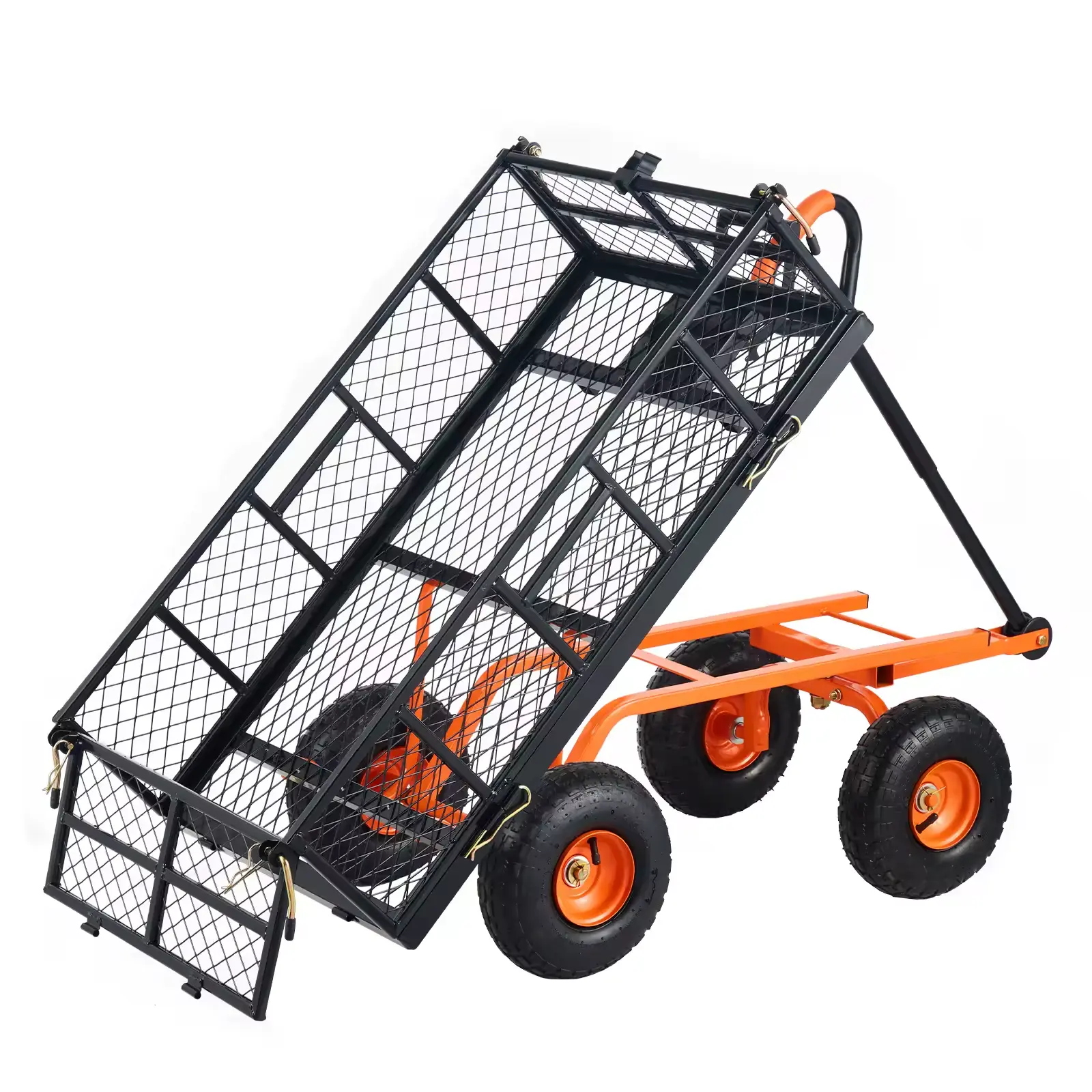 SucceBuy Garden Cart Sturdy Metal Utility Wagon with Simple