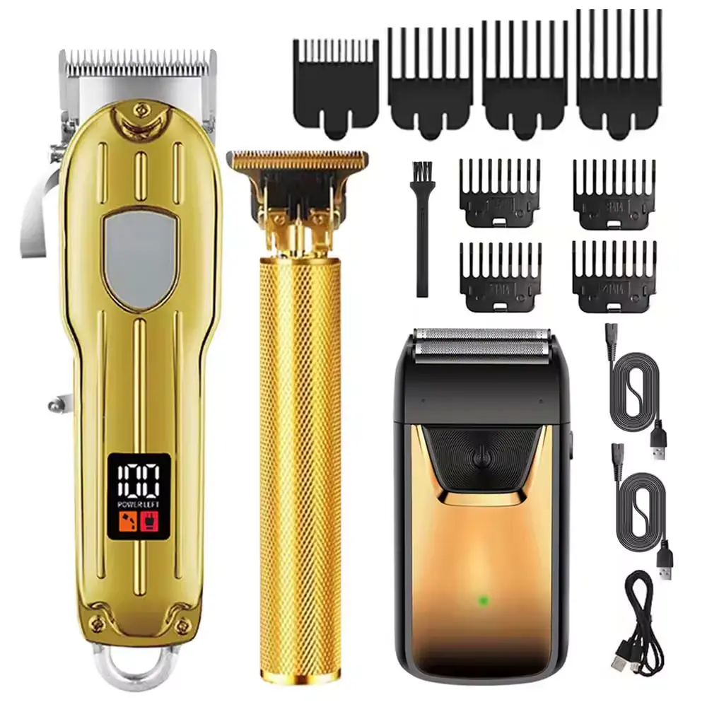 Professional Hair Clipper and Trimmer Set Men Electric Razor