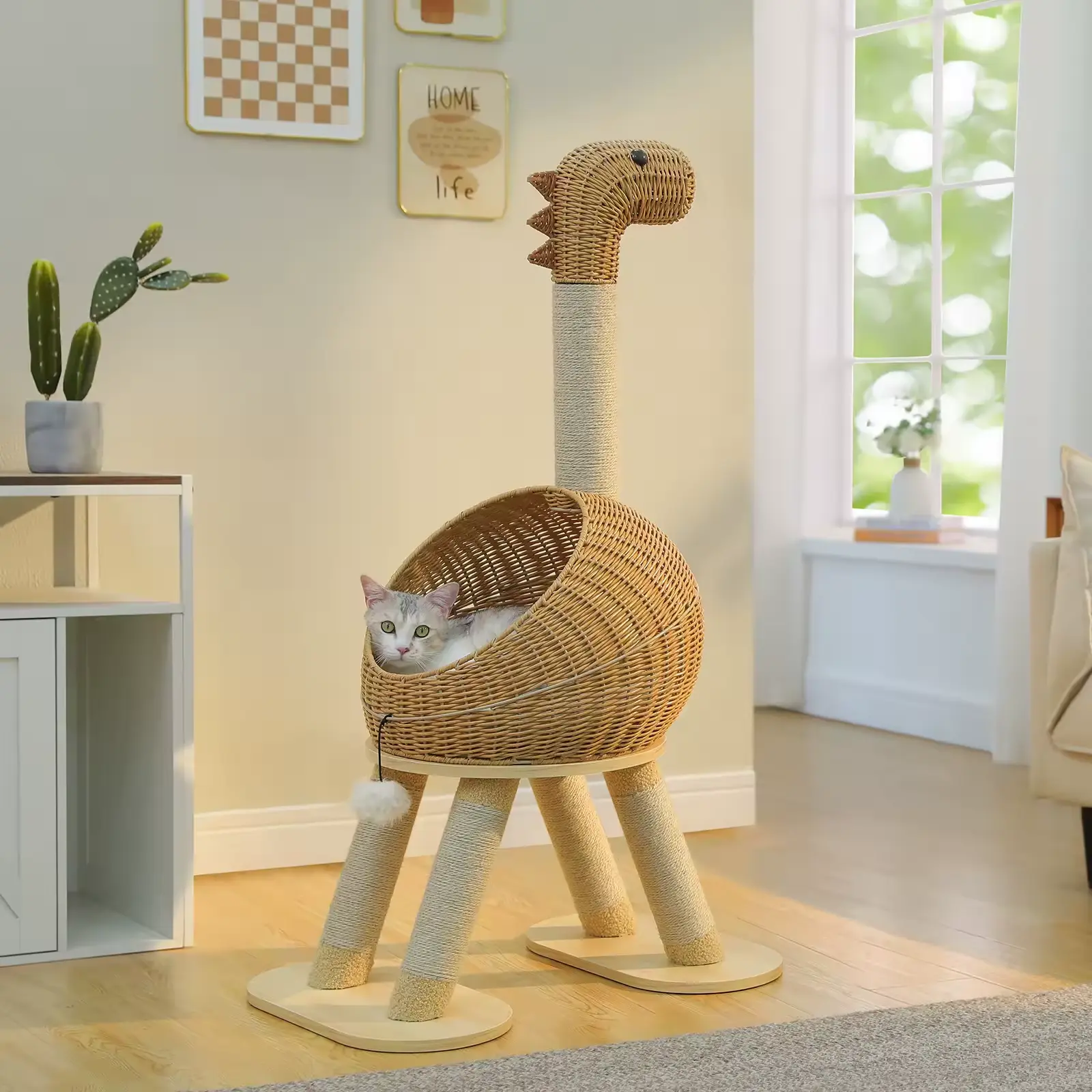 Dinosaur Cat Tree Tower with Sisal Scratching Post Large Rat