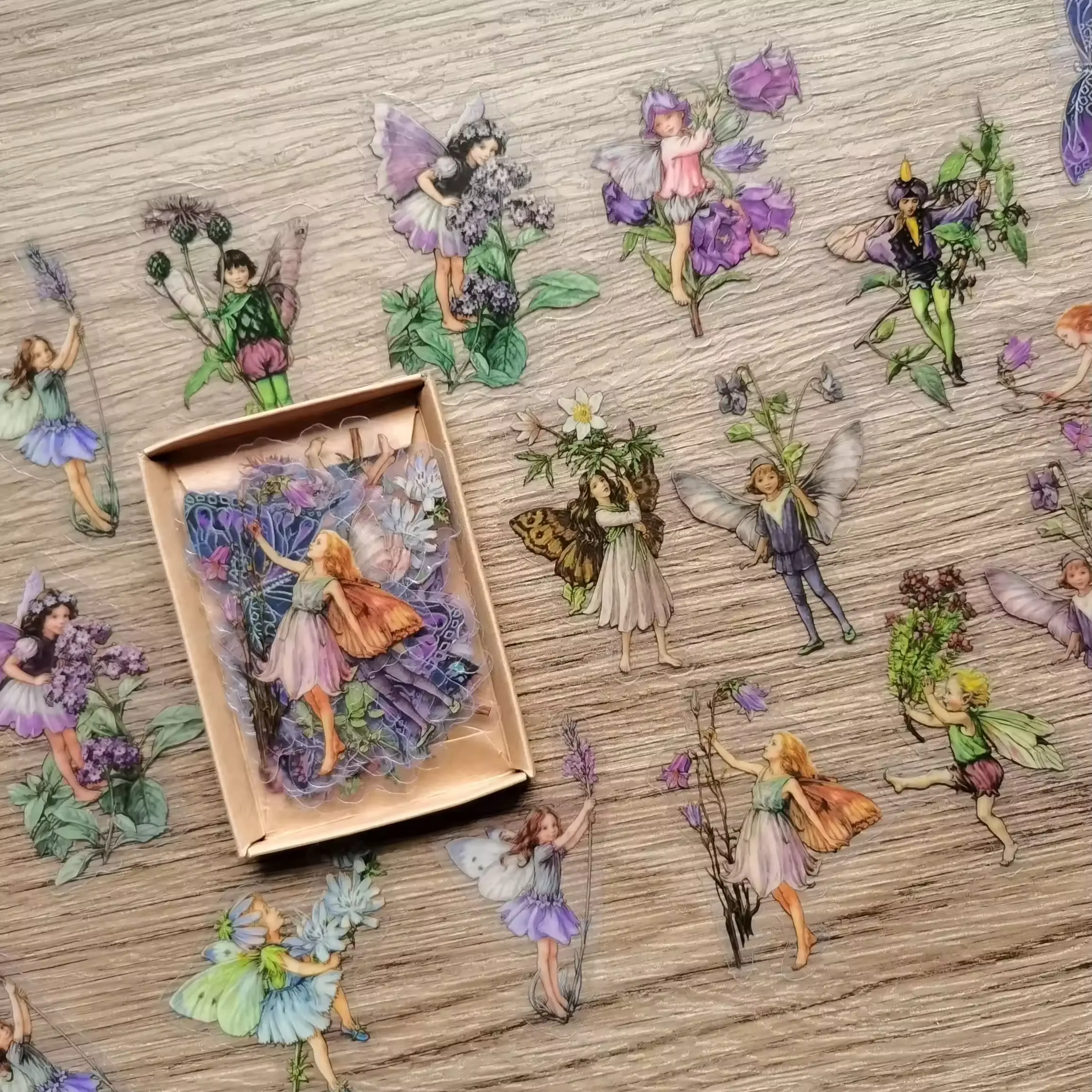 45Pcs/Box Waterproof PET Fairy Butterfly Stickers Vintage Fl