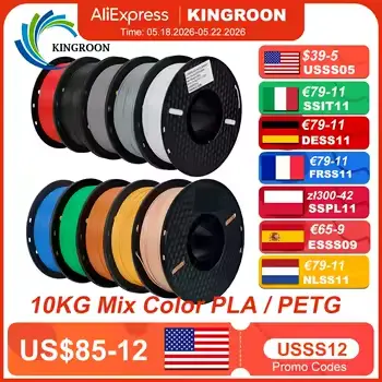 KINGROON 22LBS PETG or PLA filament 3D Printer Filament 10 R