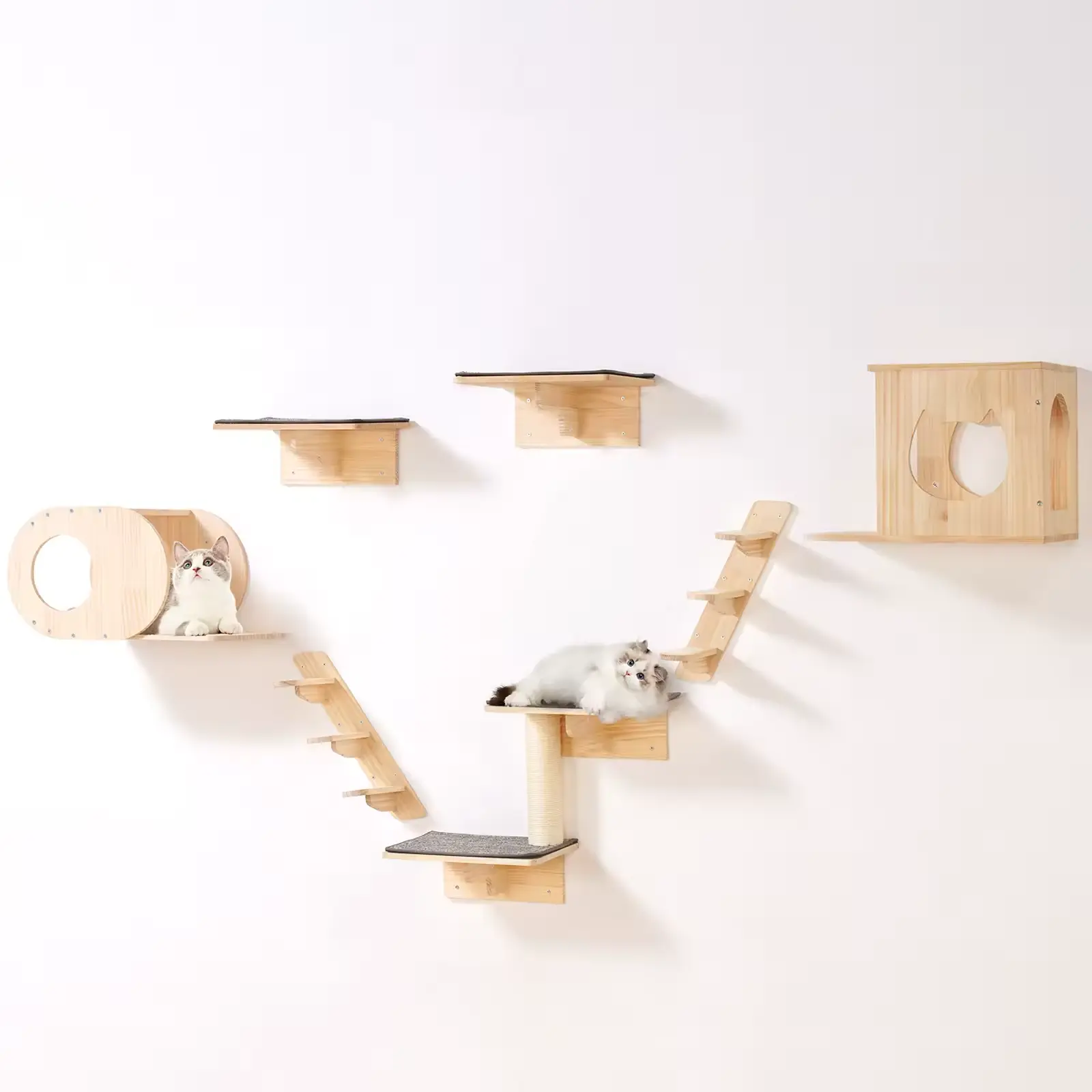 SucceBuy Wall Mounted Cat Shelves Cat Wall Shelves and Perch