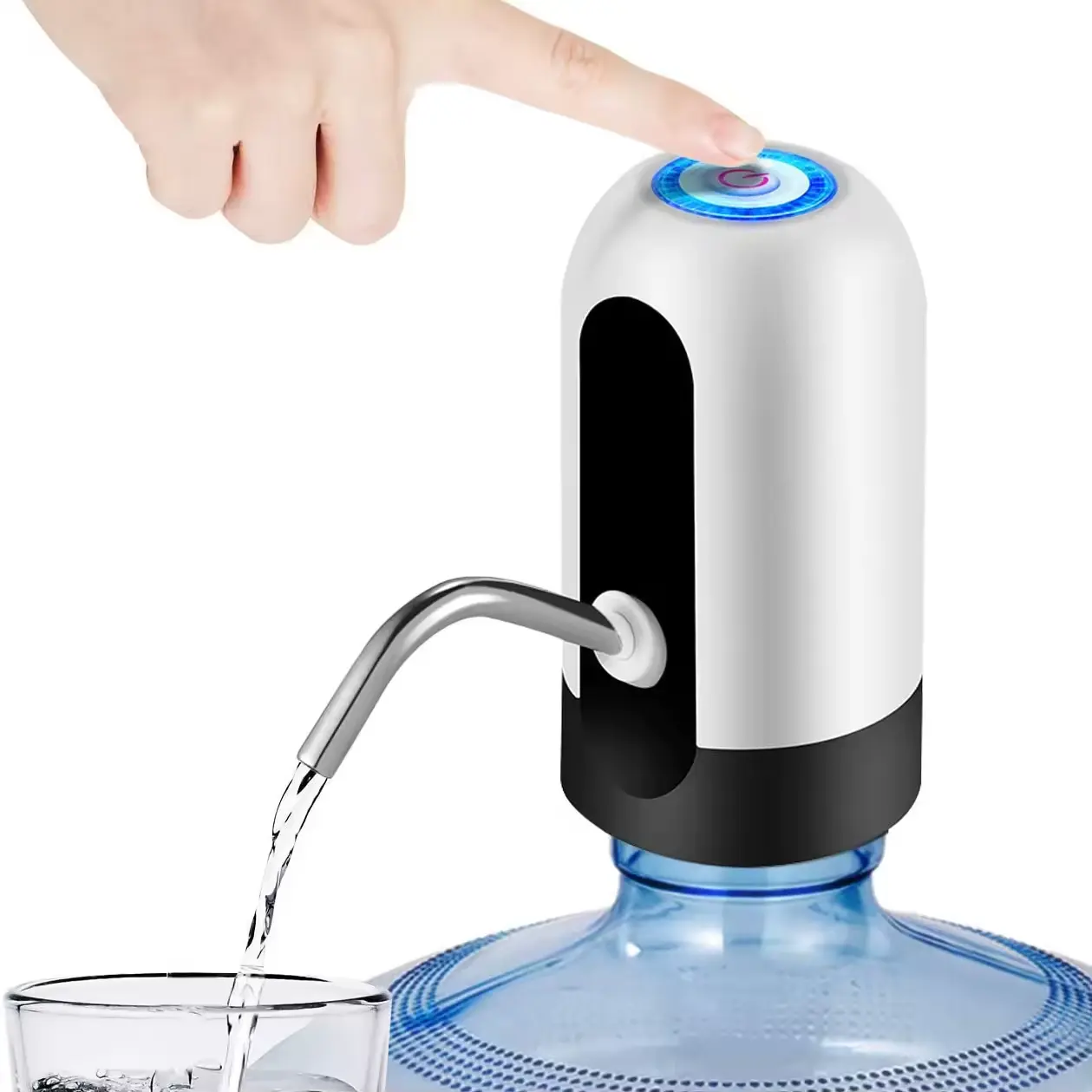 1pcWhite/Black Water Bottle Pump USB Charging Auto Switch Dr