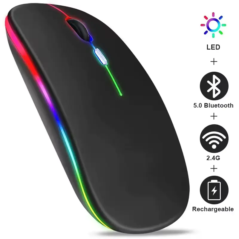 Wireless Mouse RGB Rechargeable Bluetooth Mice Wireless Comp