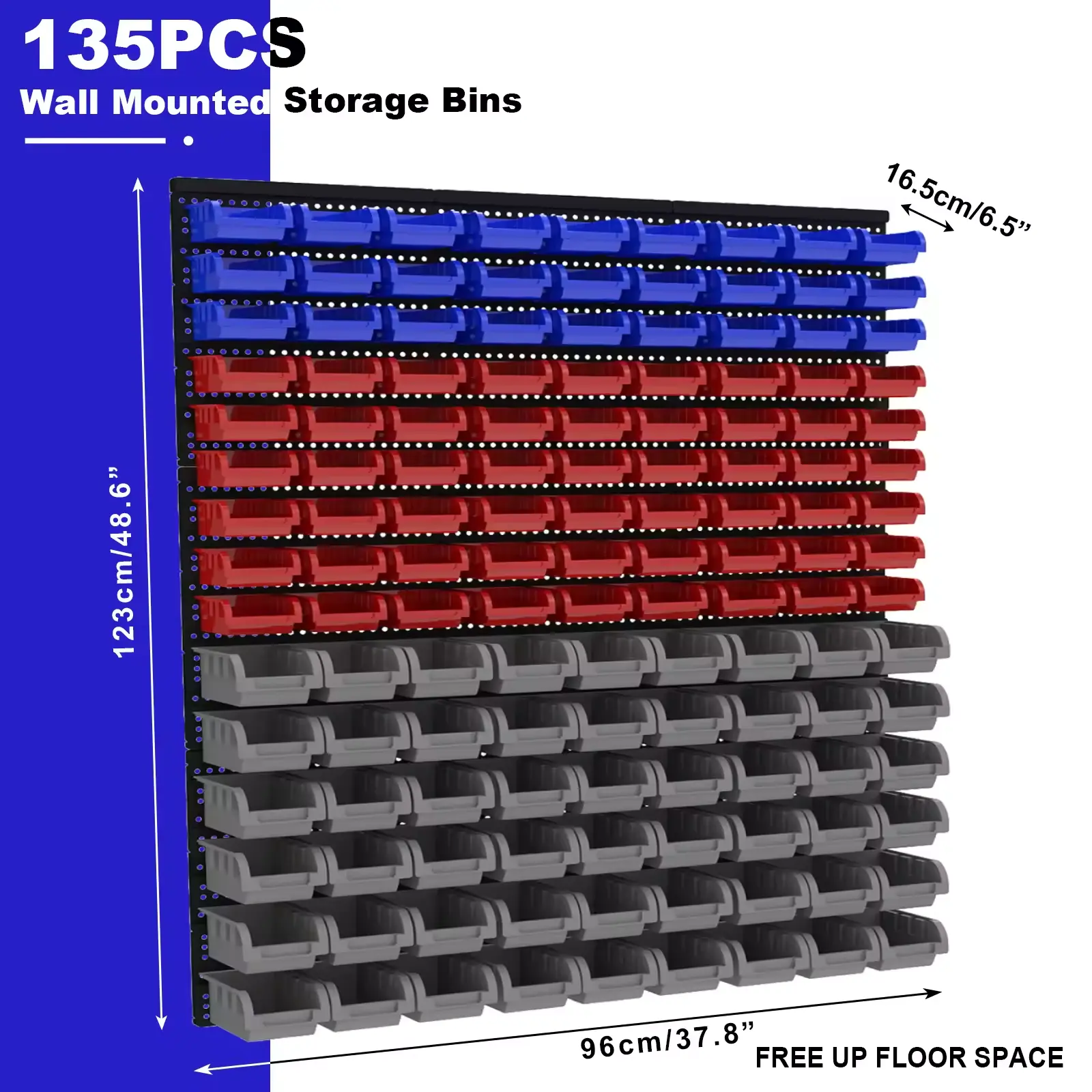 45/90/135pcs Wall-Mounted Tool Organizer System with Storage
