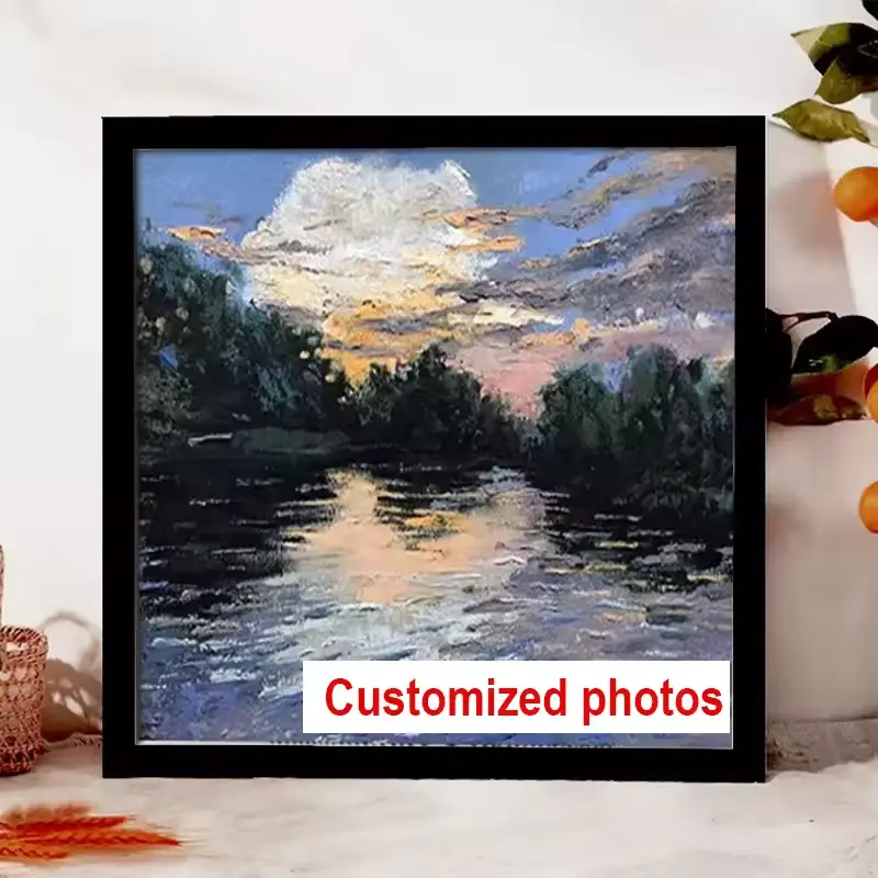 Customized Photos Square Wood Photo Frame For Wall Hanging W