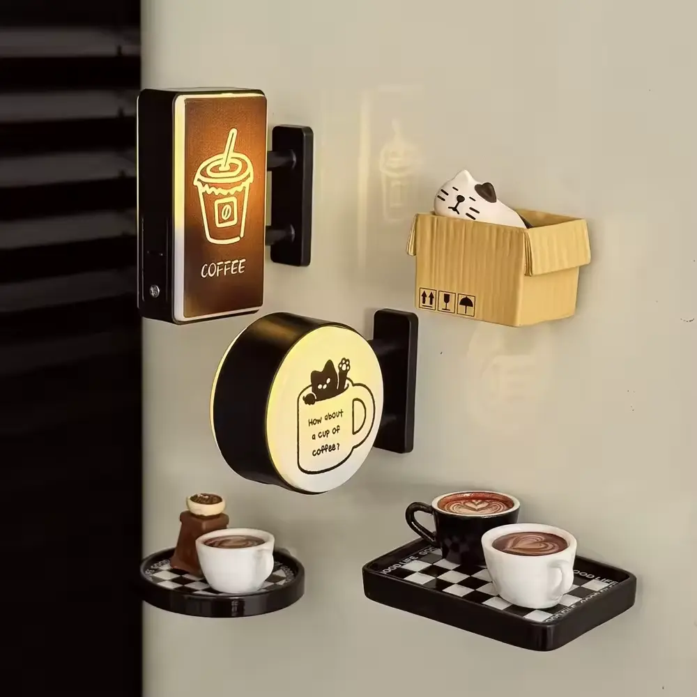 Retro Coffee Corner Refrigerator Magnet Light Fridge Magnet