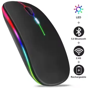 Wireless Mouse RGB Rechargeable Bluetooth Mice Wireless Comp