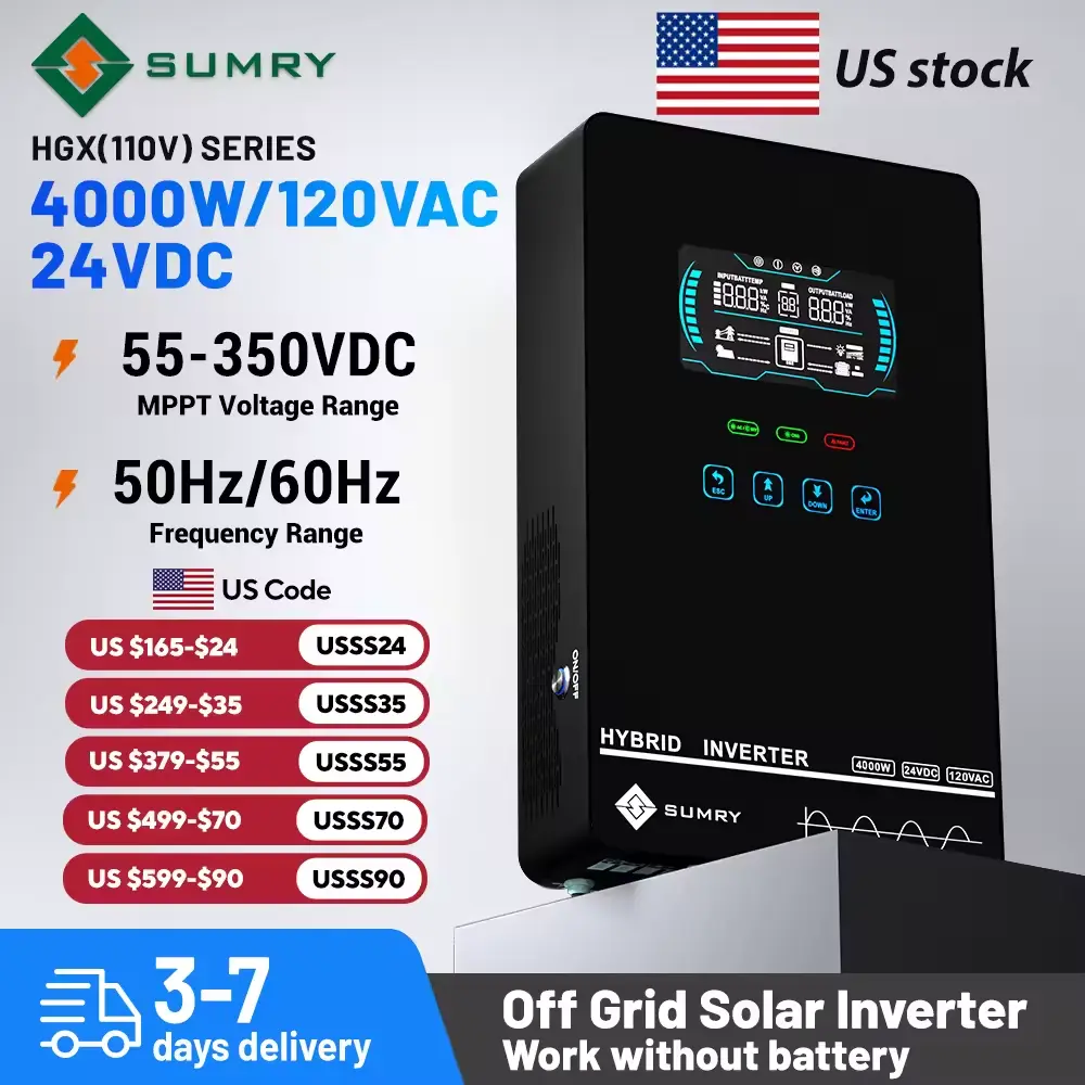 Sumry 4KW 120V Off Grid Solar Inverter 24V 140A 5600W MPPT C