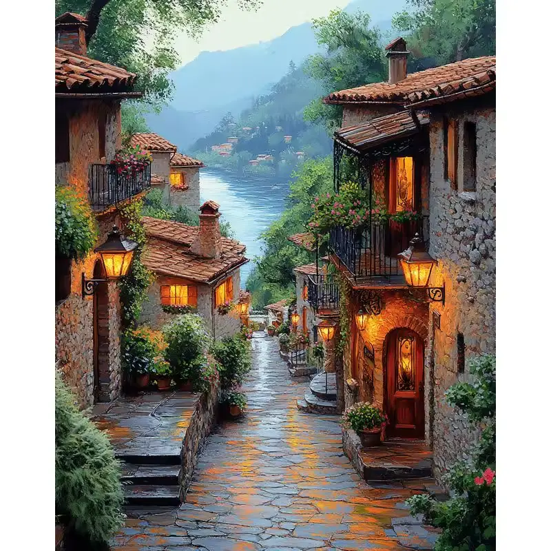 PhotoCustom Diamond Painting Street Kit Full Round Diamond E