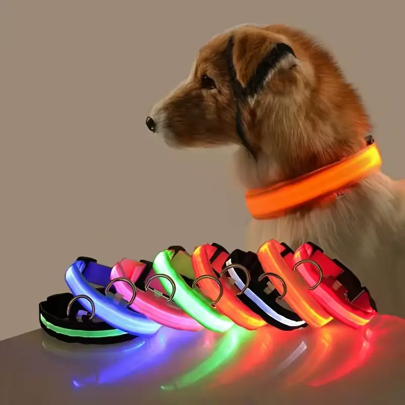 Nylon LED Night Safety Flashing Glow In The Dark Dog Leash D