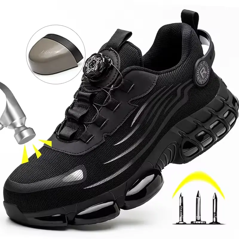 Men's Safety Shoes Protection And Elastic Safety Boots Fashi