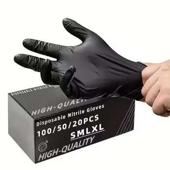 100/50/20PCS Black Nitrile Gloves Thickened Disposable Glove