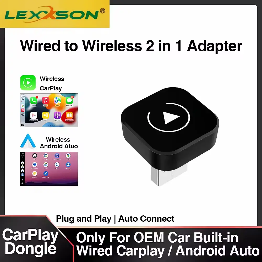 מתאם 2-ב-1 אלחוטי ל-CarPlay ו-Android Auto